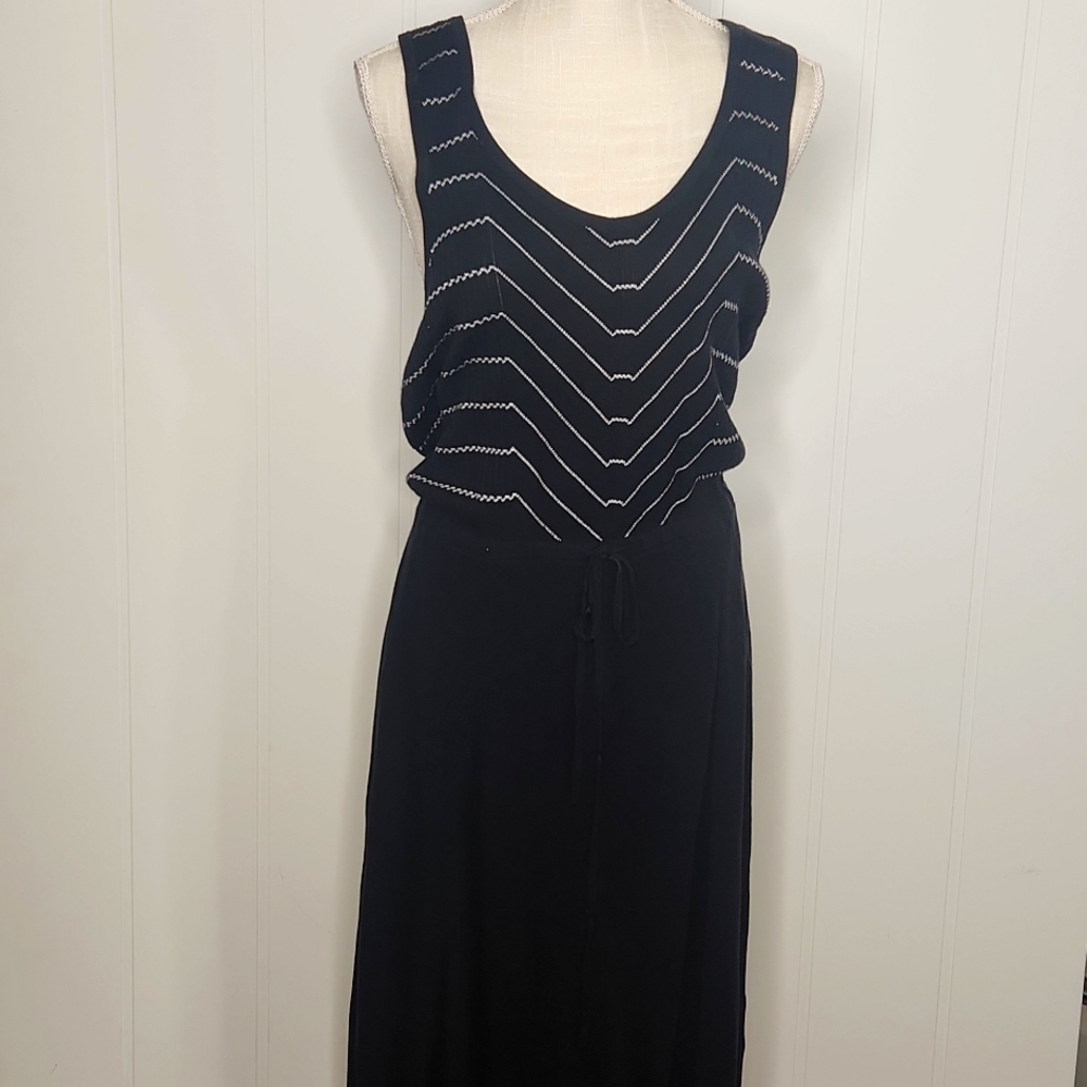 Victoria's Secret black stripes crochet Knit Whimsigoth  racerback maxi dress